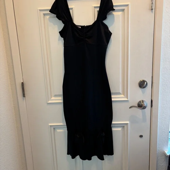 Spandex Pinup Black Wiggle Dress, Sweetheart Neck LG (rns small) by Lolita Girl - Picture 7 of 11